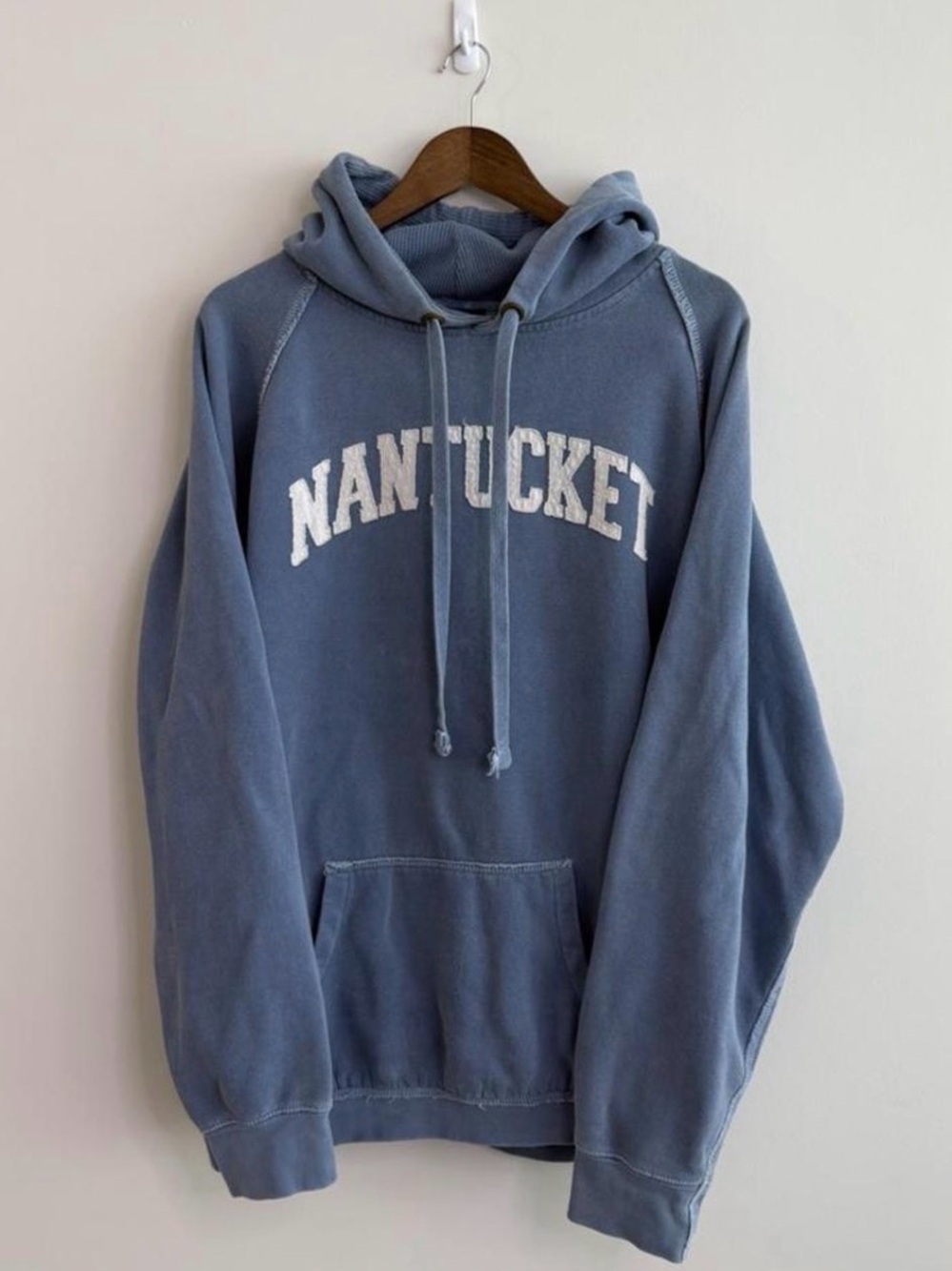 Y2K Nantucket Faded Blue Hoodie Coastal Surf Collegiate Sweatshirt XL